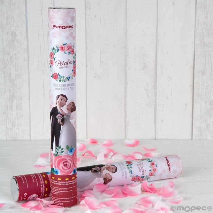 Cañón confeti pétalos rosa Pop&Fun caricia 38cm - Publitavernes