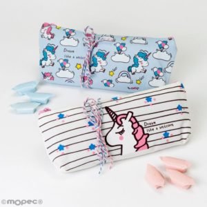 Plumier con cremallera unicornio 12 caramelos Pack2